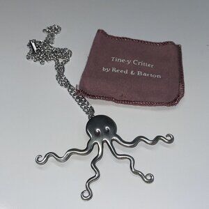 Reed and Barton Pewter Large Octopus Pendant Necklace Ocean Tine-y Critter N7‎